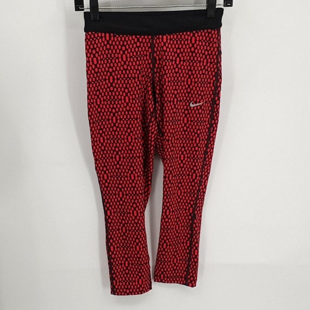 Nike Dri Fit Women's Red & Black Polka Dot Active Wear Leggings Size XS